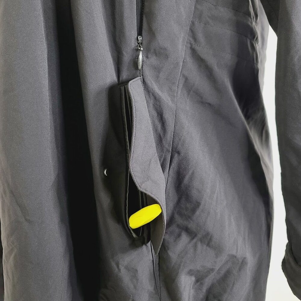 Lululemon Women's Black Hooded Long Full Zip Nylon Over Rain Parka Jacket Sz 10 - Picture 6 of 9